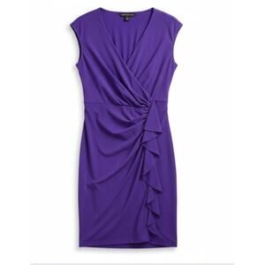 Banana Republic Purple Sleeveless Ruffle Sheath Dress